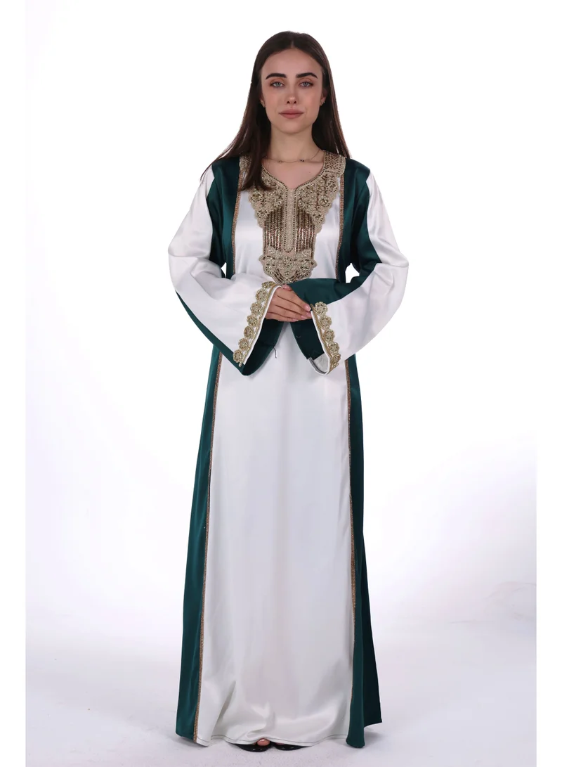 Al Bent Al Sharqieh Dark Green women satin jalabiya dress for Women | Best Price UAE